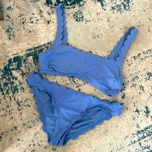 Scalloped Blue Bikini. Size XL.